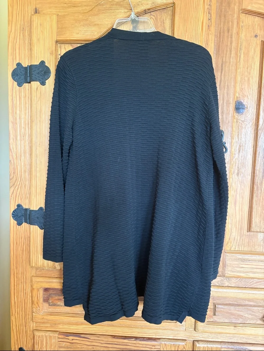 Eileen Fisher Black Open-Front Textured Cardigan